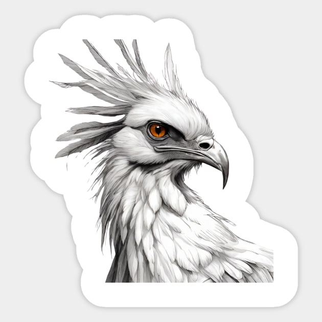 Secretary bird drawing Sticker by Amusing Aart.